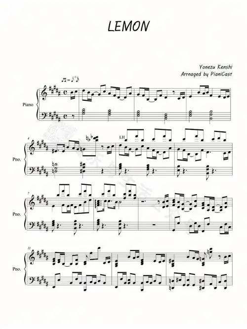 lemon钢琴谱