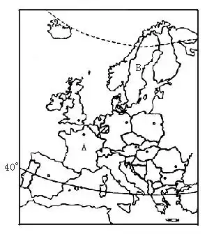 读欧洲西部地区国家分布图,完成下列要求.