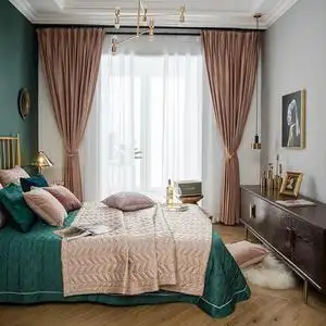 天鹅绒粉色丝绒窗帘婚房卧室现代简约北欧美式轻奢窗帘绒布定制