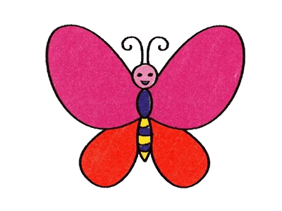 彩色蝴蝶简笔画的画法步骤图解