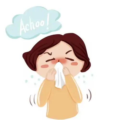 卡通女人用纸巾擦鼻涕感冒生病插画1770100图片免抠素材