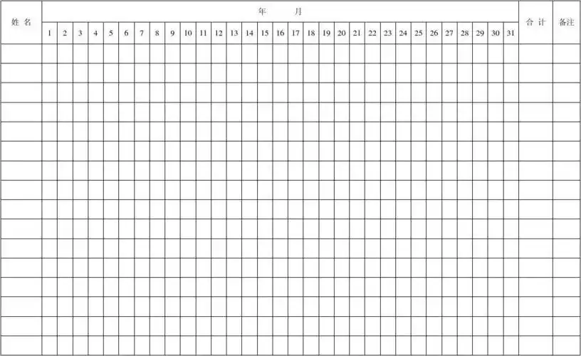 文档下载 所有分类 表格/模板 表格类模板 > 考勤表a4第1页 相关主题