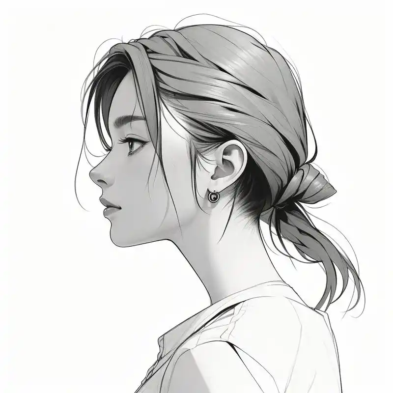 90丧系女生,黑白素描头像94 沉浸在黑白世界中的丧系女生,每一笔