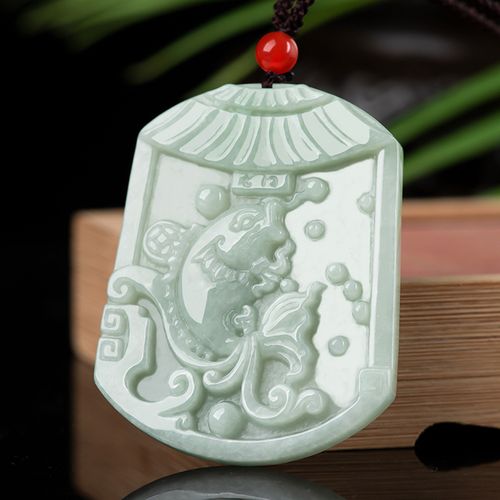 翠莹福天然缅甸a货翡翠鱼吊坠鱼跃龙门冰种玉石挂件花件男款dw22