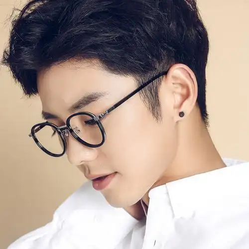 复古眼镜框男文艺圆框圆形眼镜男女同款防蓝光平光镜超轻学生配镜