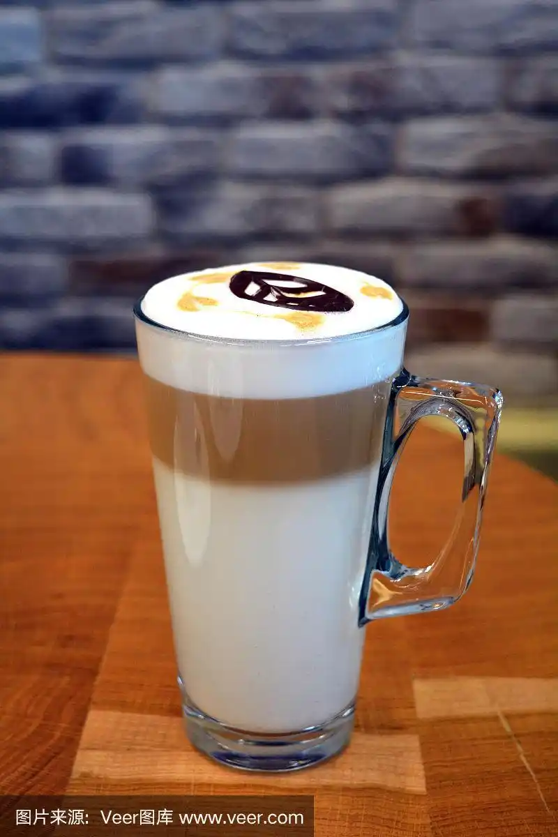 玛琪雅朵咖啡,杯,桌子,木制,玻璃杯