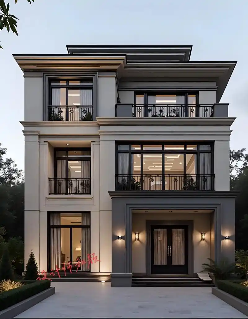 三层两开间现代别墅.3层2开间现代极简轻奢别墅,二层2开间露