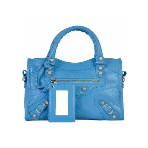 巴黎世家 女士浅蓝色羊皮手提包斜挎包