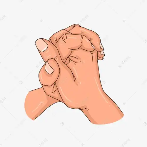 手绘风格线性祈祷的手势双手交叉