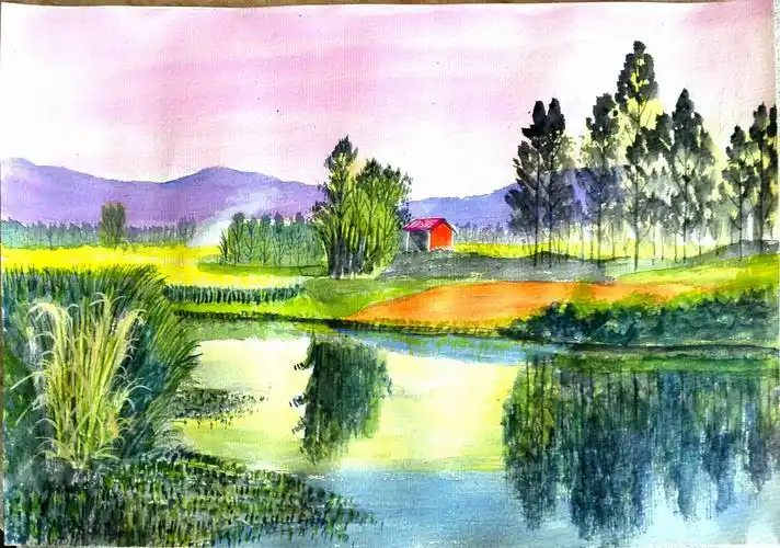 罗茨田园风光(水彩画)