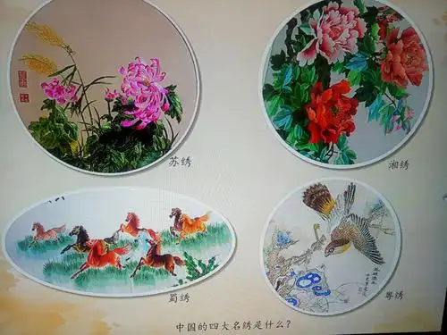 中国刺绣种类很多,苏绣,湘绣,蜀绣和粤绣是中国的四大名绣.