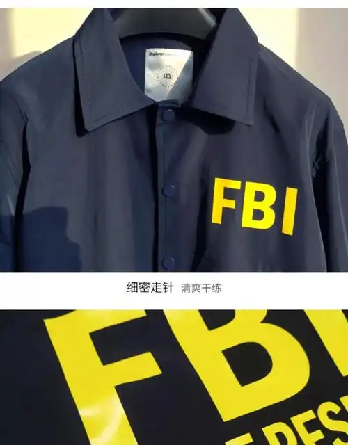 美式fbi衣服教练夹克男士春秋季外套宽松棉服工装潮探员f标志风衣fbi