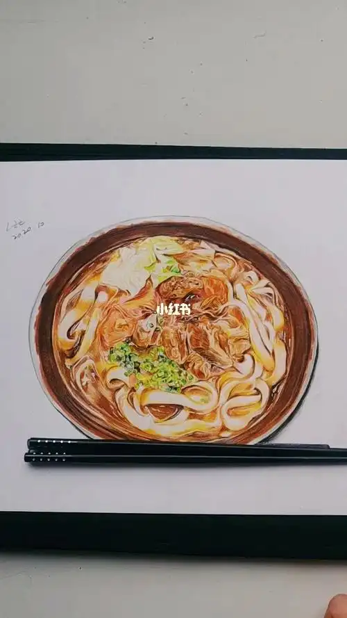 手绘牛肉刀削面想念家乡