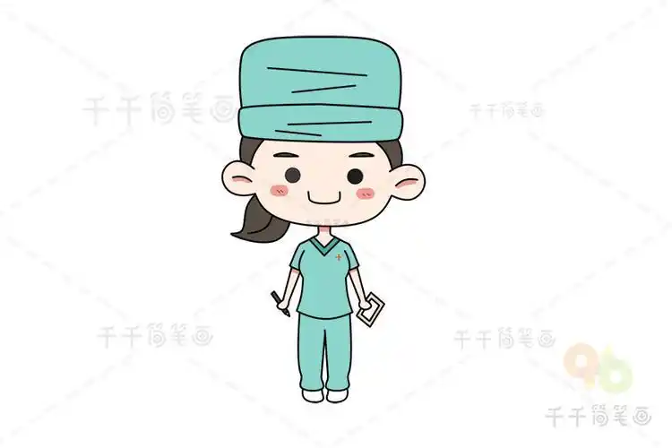 一线人员医生护士的简笔画