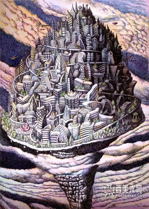 儿童获奖科幻画《增长的城市》