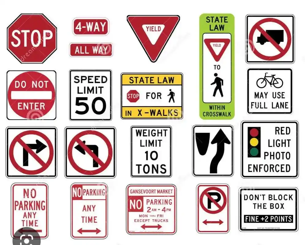 美国交通标志指示图,考驾照.#美国 #海外生活 #交通安全  - 抖音
