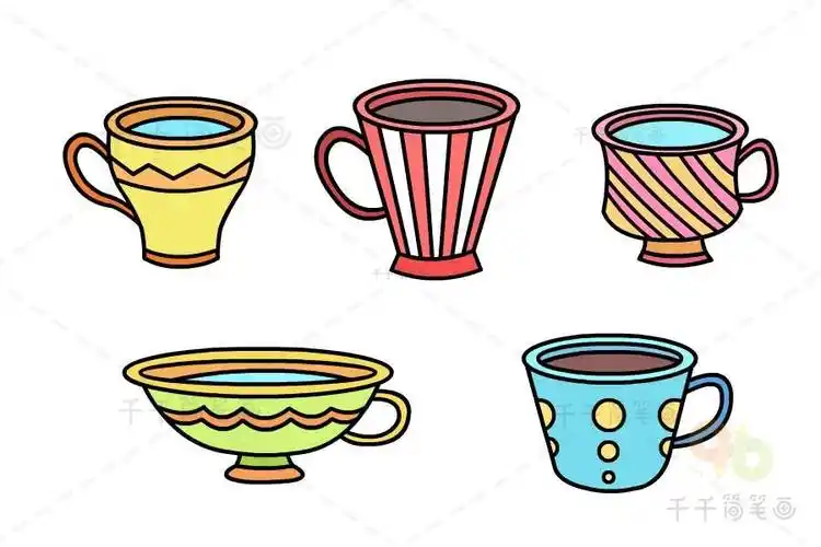 儿童杯子涂色画模板