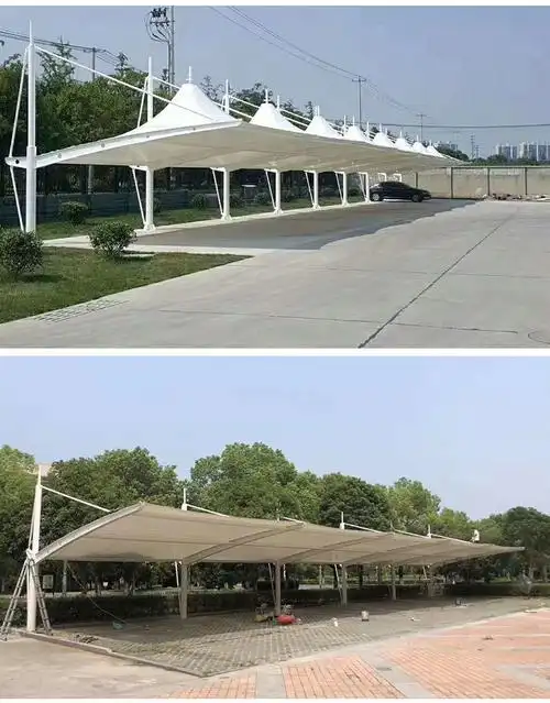 羽以大型膜结构车棚停车棚雨棚户外张拉膜遮阳汽车棚小区遮阳自行车棚