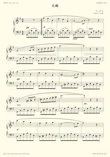 《天鹅-简易版,钢琴谱》圣桑|弹吧|钢琴谱|吉他谱|钢琴曲|乐谱|五线谱