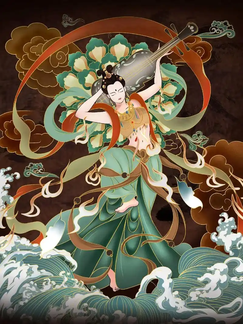 敦煌飞天系列.敦煌飞天插画#手绘 #敦煌飞天 #敦煌 #图文 - 抖音