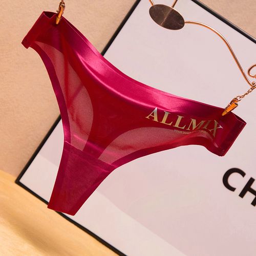 无痕内裤女冰丝丁字裤一片式超薄低腰性感欧美隐形运动健身t裤夏