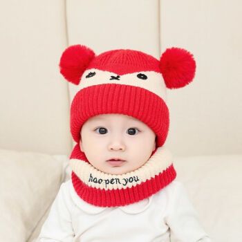 婴儿帽子冬季保暖婴幼儿帽子612个月宝宝可爱毛线帽男童1岁女童2hpy小