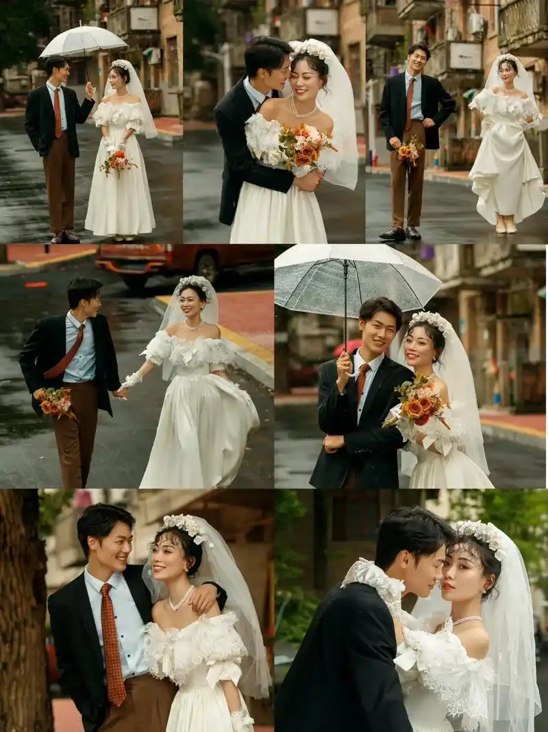 港风电影复古婚纱照9070.80年代街巷.婚纱照运用电影拍摄 - 抖音