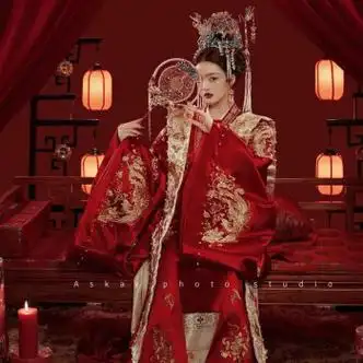 乐宾伦lebinlun明制汉服婚服新娘结婚礼服古装嫁衣凤冠霞帔中式婚服