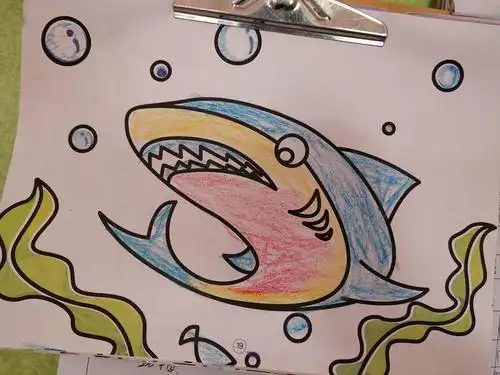 今天我们给"大鲨鱼"涂上漂亮的颜色,小朋友