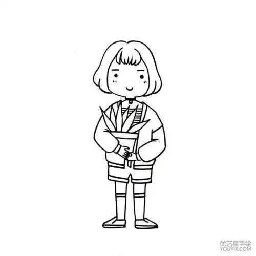现代女孩简笔画时尚