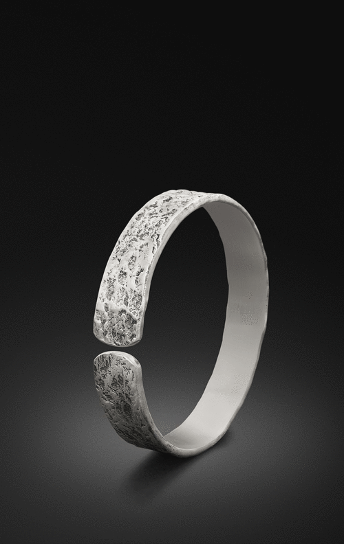 银手镯开口男女999足银手工石纹复古银首饰银饰品厂家批发定制