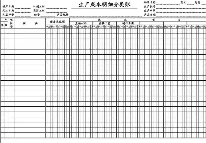 生产成本明细分类账