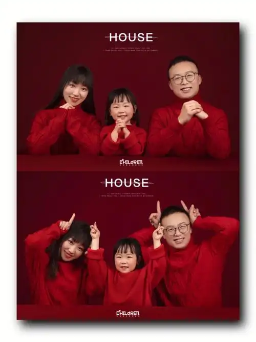 2022一家三口的全家福风格做成相框