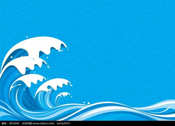 浪花和波浪底纹蓝色矢量背景