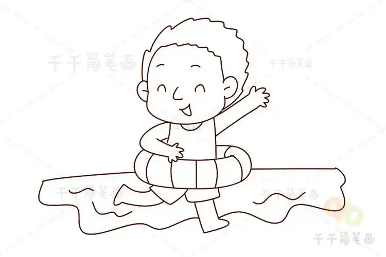 快乐成长系列游泳的男孩简笔画
