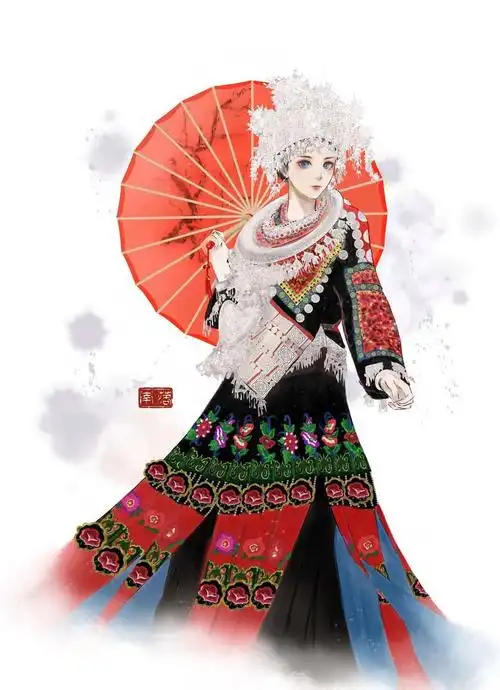 手绘少数民族人物插画图片壁纸