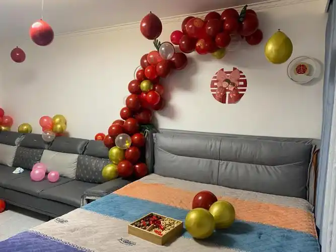 婚房气球布置气球固定不伤墙面