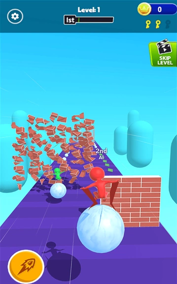 滚滚雪球游戏是一款如同高翘一版却是踩着雪球跑酷的小游戏,玩家可以