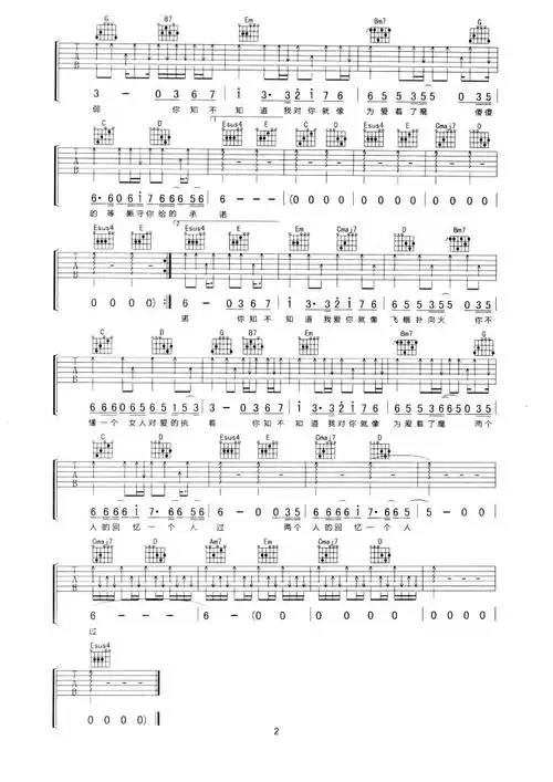 两个人的回忆一个人过吉他谱 庄心妍