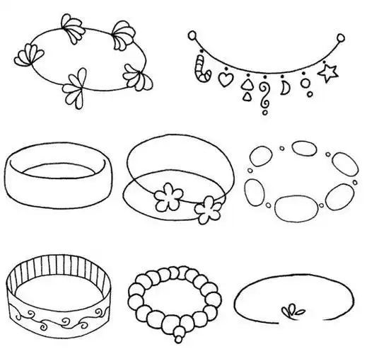 画简笔画图解而且样式颜色都有很多种那么你会画手链手镯的简笔画画法