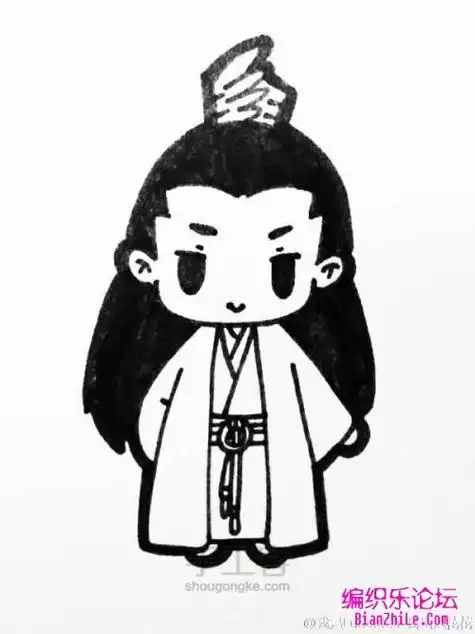 q版三国的刘备人物简笔画画法