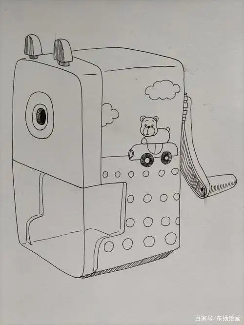 线描彩铅画:转笔刀的画法,这么画转笔刀真简单