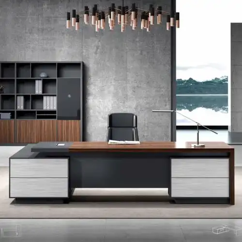 耐用钢现代行政办公桌高端办公家具金属框架办公桌