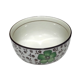 高档陶瓷碗绿色印花png