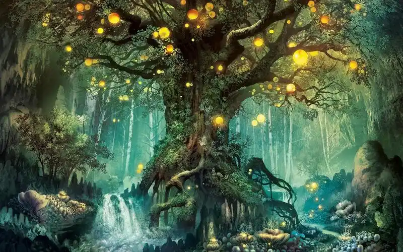 魔法森林,树木,灯光,创意设计