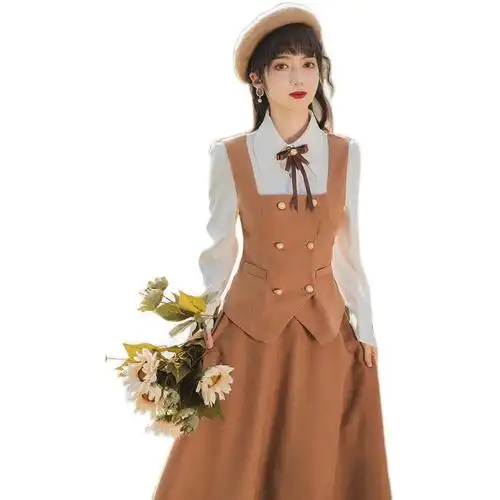 小洋装民国风女装学院英伦风连衣裙子留洋千金大小姐套装复古长裙-阿