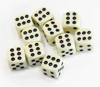 十个赌场游戏骰子,数字6是偶数照片