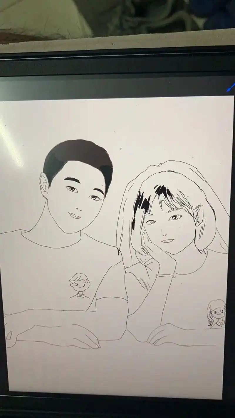 给新婚夫妇(客人)画的作品,希望喜欢 - 抖音