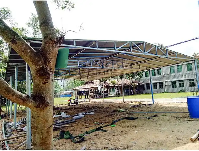 钢结构铁皮棚搭建轻钢结构彩钢瓦活动推拉雨棚简易厂棚彩钢板雨棚