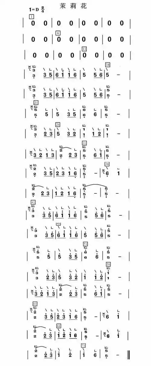 歌曲《茉莉花》古筝弹奏学习中用到的曲谱和伴奏音乐